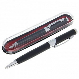 Ручка шариковая, подарочная, поворотная, в пластиковом футляре, чёрная с серебристыми вставками, «Бизнес»