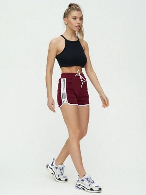 Спортивные шорты женские бордового цвета 3008Bo