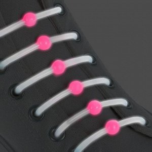 Набор шнурков для обуви «Шар», 6 шт, силиконовые, круглые, светящиеся в темноте, d = 15 мм, 6,5 см, цвет белый/розовый неоновый 1738940