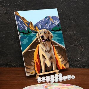 Картина по номерам на холсте с подрамником «Собака в лодке» 30х40 см