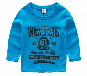 Лонгслив для мальчика, надпись "New York", цвет синий