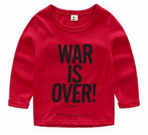 Лонгслив для мальчика, надпись "War is over", цвет красный