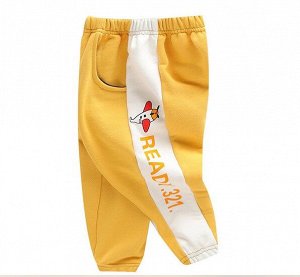 Спортивные брюки для мальчика, с принтом, цвет желтый/белый