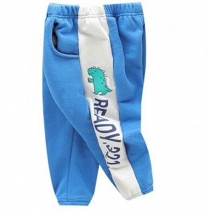 Спортивные брюки для мальчика, с принтом, цвет голубой/белый