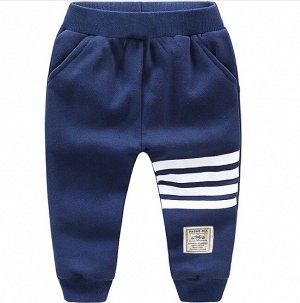Спортивные брюки для мальчика, принт, полоски, цвет синий