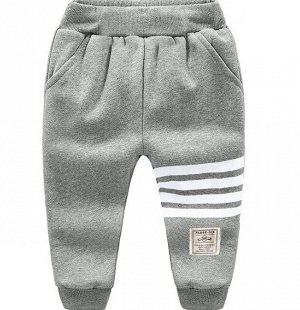 Спортивные брюки для мальчика, принт, полоски, цвет серый