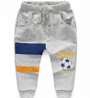 Спортивные брюки для мальчика, с принтом, цвет серый