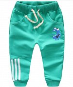 Спортивные брюки для мальчика, с принтом, цвет зеленый