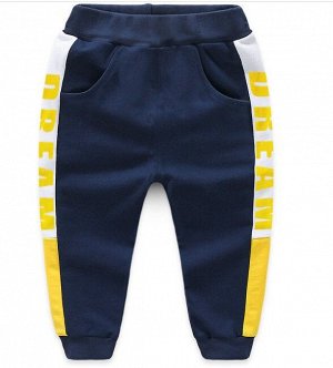 Спортивные брюки для мальчика, надпись "Dream" по бокам, цвет темно-синий