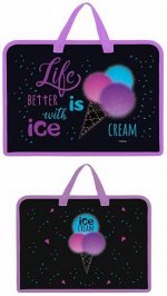 Папка для тетрадей пластиковая А4 на молнии с ручками &quot;Ice cream&quot; (069643) 65067 Хатбер {Россия}