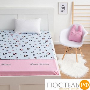 Простыня LoveLife "Детский леопард", голубой, 150*215 см, 125 г/м2, сатин, 100 % хл 4930414