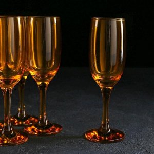 Набор бокалов для шампанского «Радуга», 190 мл, 6 шт, цвет янтарь