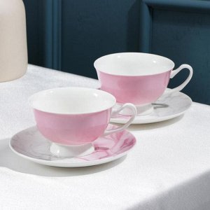 Набор чайный Magistro «Мраморный рассвет», 2 чашки 240 мл, 2 блюдца d=14 см