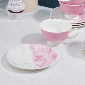 Сервиз чайный Magistro «Розовый мрамор», 6 чашек 240 мл, 6 блюдец d=14 см