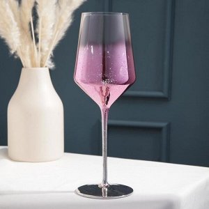 Бокал для вина «Мерцание», 500 мл, 8,5?25 см, цвет розовый