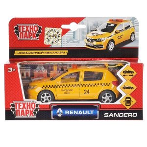 SB-17-61-RS(T)-WB ТМ ТЕХНОПАРК. МЕТАЛЛ RENAULT SANDERO ТАКСИ 12СМ, ОТКРЫВ. ДВЕРИ, БАГАЖНИК, ИНЕРЦ. В КОР. в кор.2*24шт