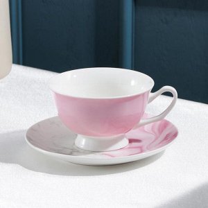 Чайная пара Magistro «Мраморный рассвет», чашка 240 мл, блюдце d=14 см