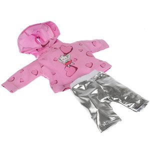 OTF-2101S-RU Одежда для кукол 40-42см,костюм розовый худи и серебристые легинсы КАРАПУЗ в кор.100шт