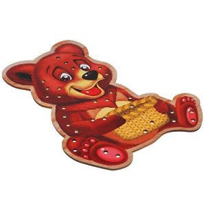 W0155 Игрушка деревянная шнуровка "медведь" Буратино в кор.300шт