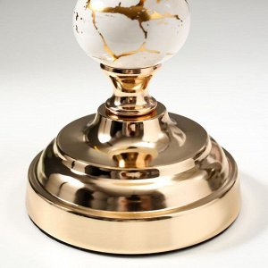 Подсвечник металл на 1 свечу &quot;Мраморный шар с золотом&quot; 29х11.5х11.5 см