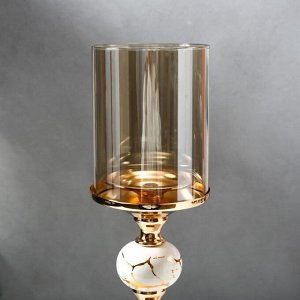 Подсвечник металл на 1 свечу "Мраморные шары с золотом" 41,5х11,5х11,5 см