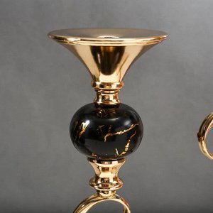 Подсвечник металл на 3 свечи "Витиеватость" золото с чёрным 39х13,5х42 см