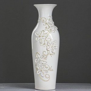 Ваза керамическая "Амфора", напольная, белая, 67 см, авторская работа