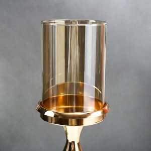 Подсвечник металл на 1 свечу "Мраморный шар" золото 35х9х9 см