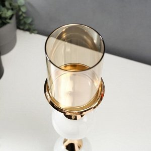 Подсвечник металл на 1 свечу "Мраморный шар" золото 37,5х12х12 см