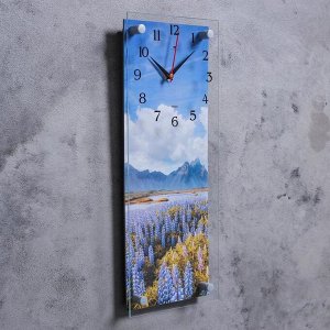 Часы настенные, серия Природа, "Горный пейзаж", плавный ход, 49.5х19.5 см