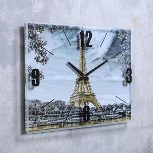 Часы настенные, серия: Город, "Эйфелева башня, Париж", 40х50 см