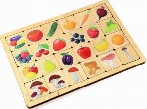 00740 Игра развивающая деревянная "Овощи-Фрукты-Ягоды-Грибы"
