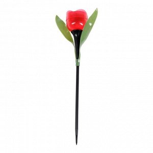 Фонарь садовый на солнечной батарее "Тюльпан красный" 30.5 см, d-5 см, 1 led, пластик