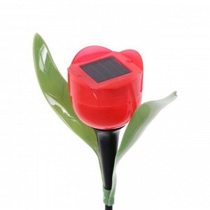 Фонарь садовый на солнечной батарее &quot;Тюльпан красный&quot; 30.5 см, d-5 см, 1 led, пластик