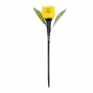 Фонарь садовый на солнечной батарее "Тюльпан желтый" 30.5 см, d-5 см, 1 led, пластик