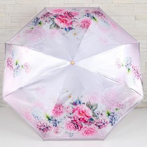 Зонт автоматический «Цветы», 3 сложения, 8 спиц, R = 52 см, цвет МИКС