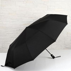 Зонт автоматический «Однотонный», 3 сложения, 12 спиц, R = 63 см, цвет чёрный
