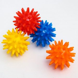 Развивающий массажный мячик с шипами, «Веселый Ёжик», твёрдый, d= 5 см, цвет МИКС