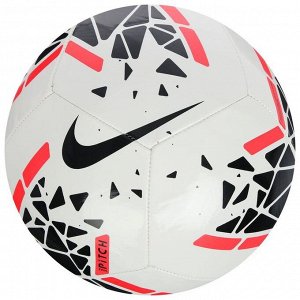 Мяч футбольный NIKE Pitch, размер 5, 12 п,гл.ТПУ, бутиловая камера, машинная сшивка, цвет белый/чёрный/красный
