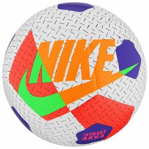 Мяч футзальный NIKE Street Akka, размер 4, 12 панелей, ПУ, резина, машинная сшивка, цвет белый/красный/синий/оранжевый
