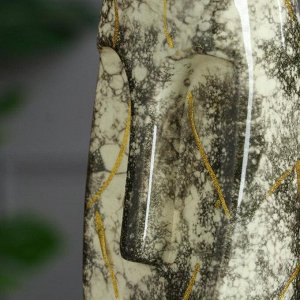 Ваза керамика настольная "Лицо", под мрамор, чёрно-белая, 1 сорт