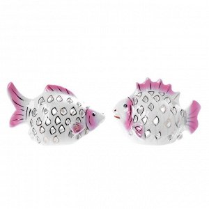 Сувенир керамика "Рыбки ажурные" набор 2 шт 10х14 см