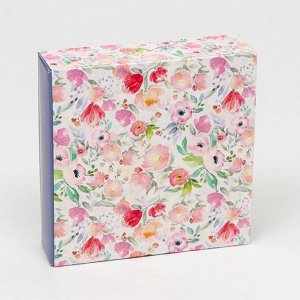 Коробка под 9 конфет с обечайкой "Весна" сиреневая, с окном, 13,7 х 13,7 х 3,5 см
