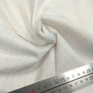 Отрез ткани бязь плательная Мелкий розовый горошек на белом, 50*50 см