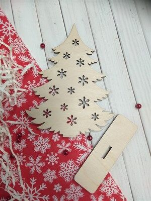 Набор заготовок для новогоднего декора Елочка со снежинками большая, 240х180 мм
