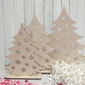 Набор заготовок для новогоднего декора Елочка со снежинками малая, 180х135 мм