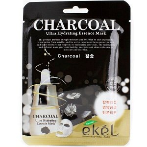 Ekel Маска тканевая для лица с древесным углем Mask Charcoal Ultra Hydrating Essense, 25 мл