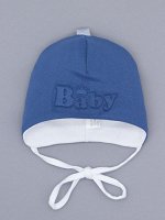Шапка трикотажная для мальчика на завязках, Baby, темно-синий
