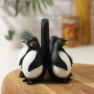 Подставка для яиц «Пингвинчики», 12?15?13 см, цвет чёрный