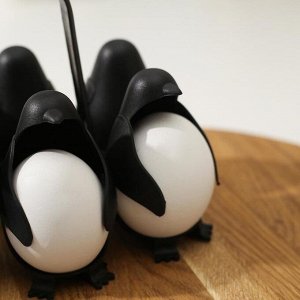 Подставка для яиц «Пингвинчики», 12х15х13 см, цвет чёрный